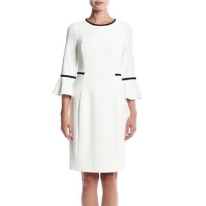 Calvin Klein Bell Sleeve Piping Sheath Dress Size 4